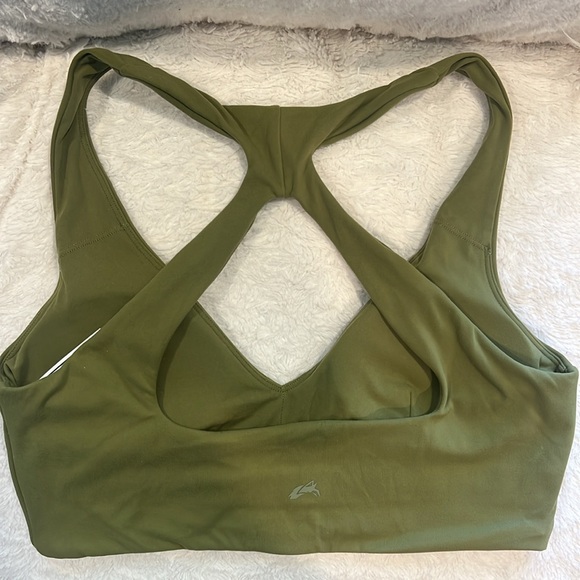 Olive Green Women's Sports Bra - Picture 2 of 4